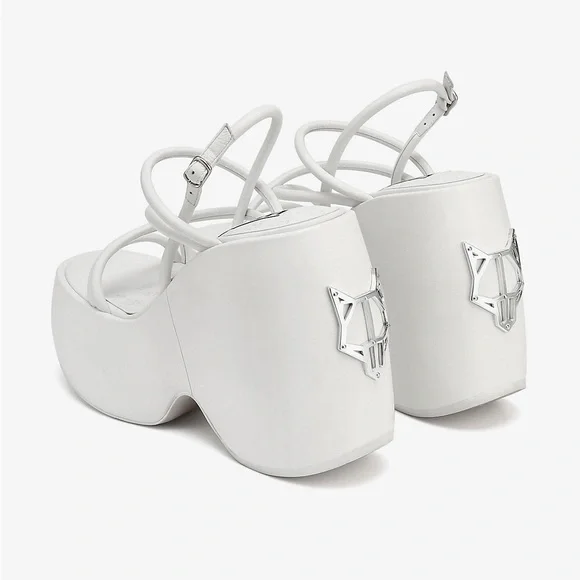 Naked Wolfe Mystery White Platform Wedges NEVER WORN - Picture 4 of 6